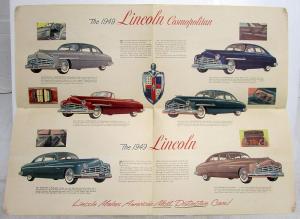 1949 Lincoln Cosmopolitan Coupe Convertible Sedan Road Proven Sales Folder Orig