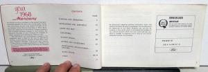 1968 Mercury Monterey Montclair Parklane Marquis Commuter Owners Manual Original