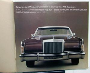 1978 Lincoln Continental Town Car Coupe Sedan 75th Anniversary XL Sale Brochure