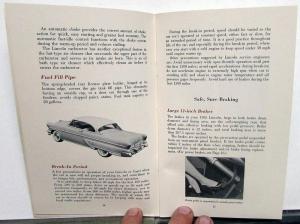 1955 Lincoln Owners Manual Care & Operations Maintenance Original