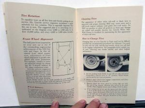 1955 Lincoln Owners Manual Care & Operations Maintenance Original