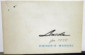 1959 Lincoln Owners Manual Care & Operation Original Rare