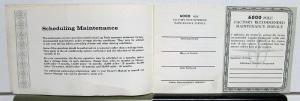 1963 Lincoln Continental Maintenance Log Book Recommended Service Dealer