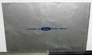 1963 Lincoln Continental Maintenance Log Book Recommended Service Dealer