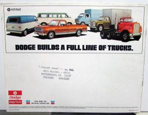 1975 Dodge Medium Duty Trucks D500 D600 D700 D800 Color Sales Brochure Original