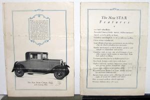 1927 Star Car Sedan Roadster Coupe Features Specifications Sales Brochure Orig