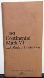 1981 Lincoln Continental Mark VI Owners Manual Care & Operation Original