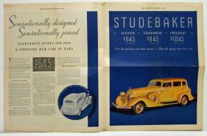 1934 Studebaker Dictator Commander President Sales Folder Brochure Ad Reprint