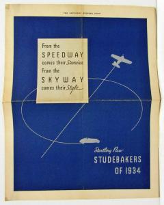 1934 Studebaker Dictator Commander President Sales Folder Brochure Ad Reprint