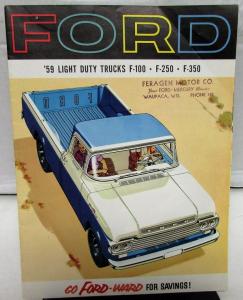 1959 Ford Light Duty Trucks F-100 -250 -350 Series Sales Brochure Original