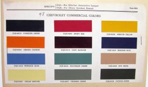 1948 Chevrolet Truck Commercial Paint Chips Color Options Samples