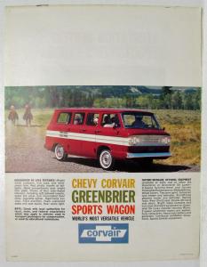 1961 Chevrolet Corvair Greenbrier Sports Wagon Sales Brochure