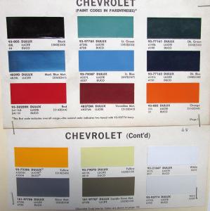 1968 Chevrolet Truck Color Paint Chips Original