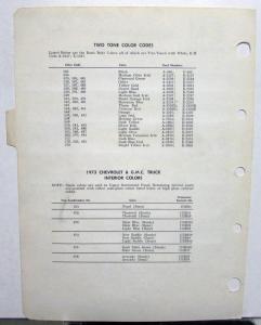 1973 Chevrolet & GMC Truck Color Paint Chips By RM Pickup Sprint Blazer LUV More