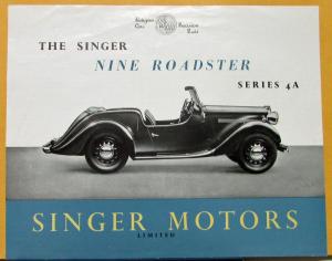 1949 1950 Singer Motors Nine Roadster Series 4A Auto Orig British Sales Folder