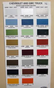 1976 Chevrolet and GMC Truck Commercial Color Paint Chips by Dupont