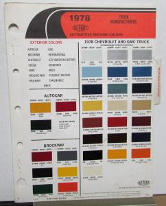 1978 Chevrolet and GMC Truck Color Paint Chips by DuPont