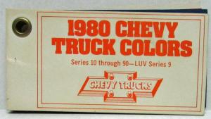 1980 Chevrolet Truck Series 10 thru 90 and Chevy LUV Factory Color Paint Chips