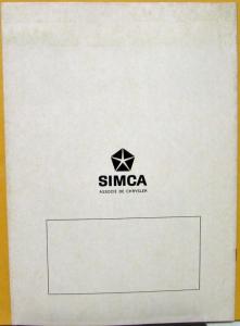 1970 SIMCA 1301 1501 Special Color Sales Brochure FRENCH Text Original