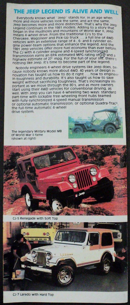 1981 AMC Jeep Renault Original Sales Brochure Eagle Spirit Concord Kammback