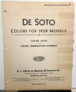 1939 DeSoto Colors DuPont Paint Chips Original Folder