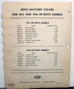 1939 DeSoto Colors DuPont Paint Chips Original Folder