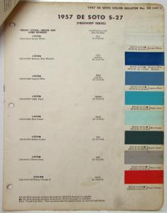 1957 DeSoto DuPont Color Paint Chips Original