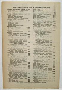 1955 Dodge Suggested Retail Prices for Accessories Sales Brochure