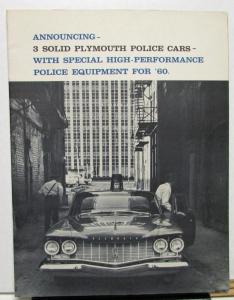 1960 Plymouth Dealer Sales Brochure Police Car Special High Performance Packages