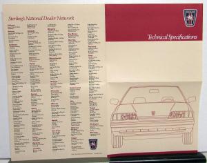 1987 Sterling 825 S & 825 SL Technical Specifications Sales Folder Original