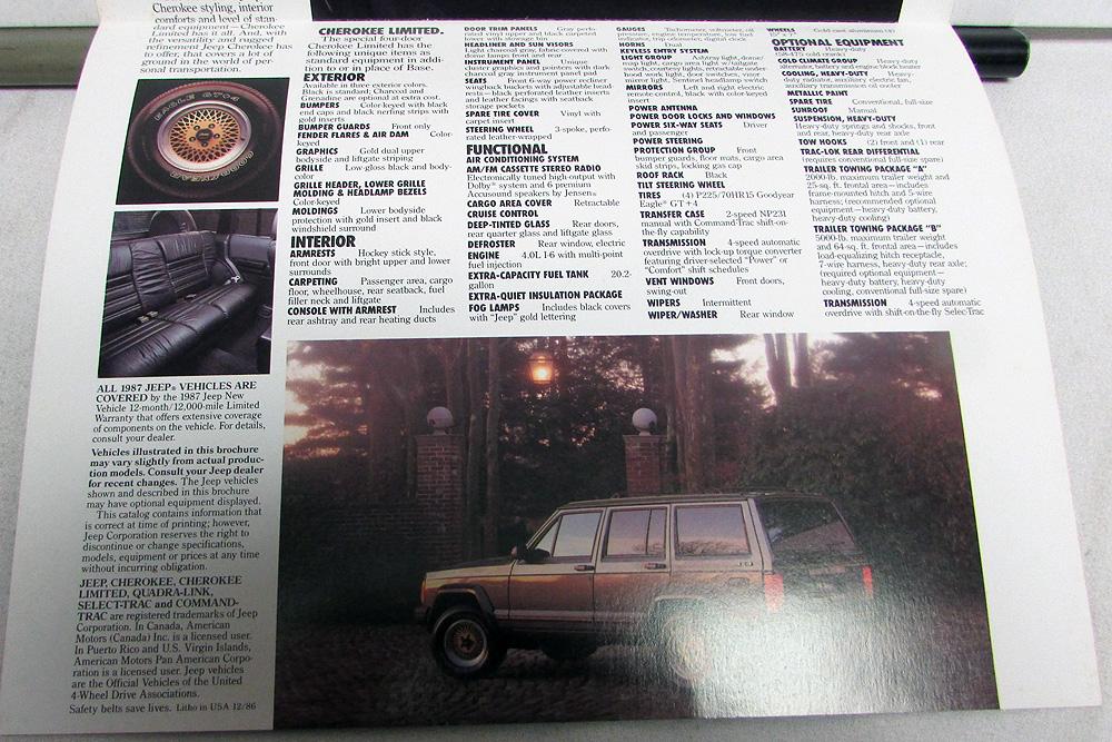 Original 1987 Jeep Wrangler Accessories Sales Brochure Catalog
