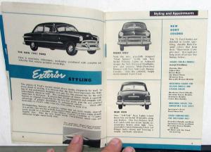 1951 Ford Dealer Quick Facts Car Sales Brochure Crestliner Custom DeLuxe Wagon