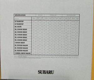 1978 Subaru GF DL Sedan Wagon FWD Color Full Line Sales Folder Original
