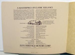 1977 Elite Heritage Duesenberg II SJ Seedster Custom Built Sales Brochure