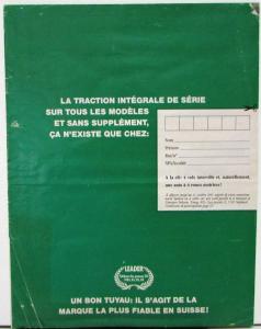 1991 1992 Subaru Legacy French Text Swiss Market Sales Brochure Original