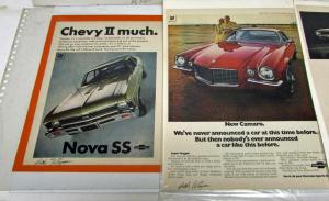 Chevrolet Camaro Nova SS Ads Signed By Dick Wingerson Ad Writer Vintage Set