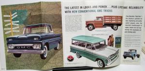 1961 GMC Truck Dealer Sales Brochure Folder V6 Pickup Suburban HD Conventional