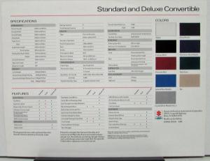 1987 Suzuki Samurai Convertible Color Sales Data Sheet Original