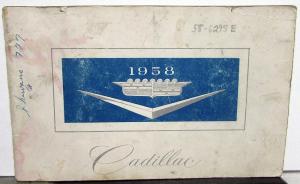 1958 Cadillac Models 62 60 75 & 86 Owners Operator Manual Original