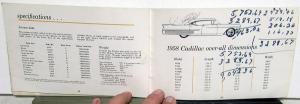 1958 Cadillac Models 62 60 75 & 86 Owners Operator Manual Original