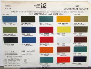 1970 Chevrolet & GMC Truck Paint Chips Commercial Colors By PPG