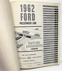 1962 Ford Passenger Car Parts Catalog Book Manual Thunderbird Galaxie Fairlane