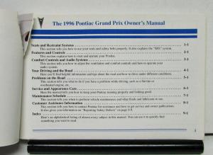 1996 Pontiac Grand Prix Operator Owners Manual Original