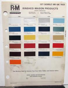 1977 GMC and Chevrolet Truck Color Paint Chips By RM Leaflet