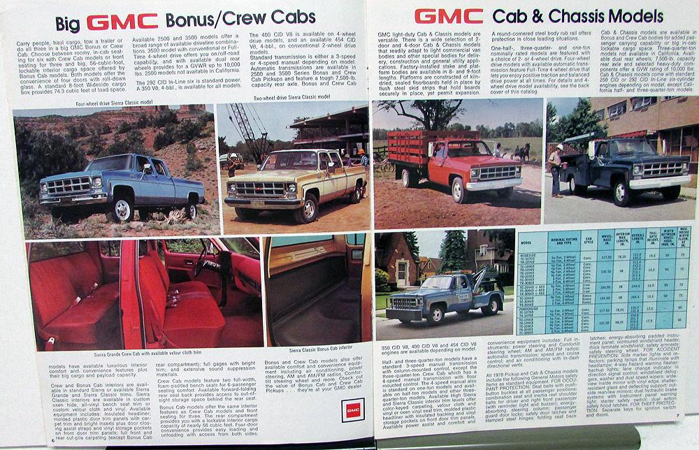 1978 GMC Pickup Trucks Sale Brochure Wideside Fenderside 4WD Crew Cab ...