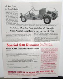 1962 1963 King Midget Driver Training Car Mailer & Christmas Discount Flyer Orig