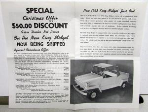 1962 1963 King Midget Driver Training Car Mailer & Christmas Discount Flyer Orig