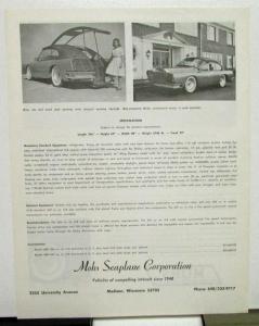 1967 Mohs Ostentatienne Opera Sedan Car Sales Sheet Leaflet Mohs Seaplane Corp