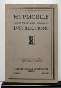 1928 Hupmobile Eight Cylinder Series M Owners Operator Manual Original