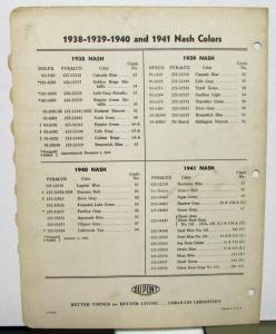 1942 Nash Color Paint Chips Leaflets Dupont Combinations Original